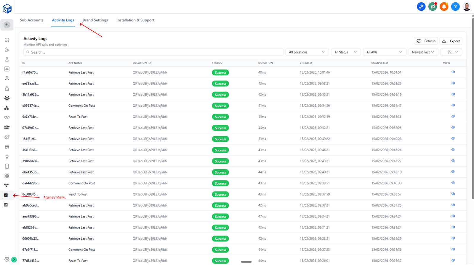 Activity Logs Relocated to Agency Dashboard