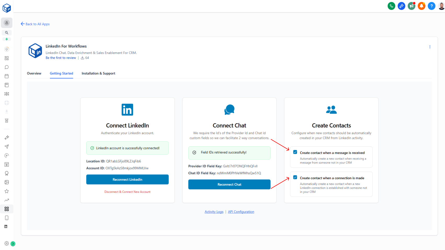 New Automatic Contact Creation Settings