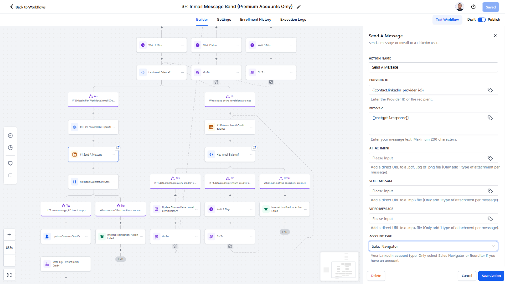 Workflow Action - Send A Message
