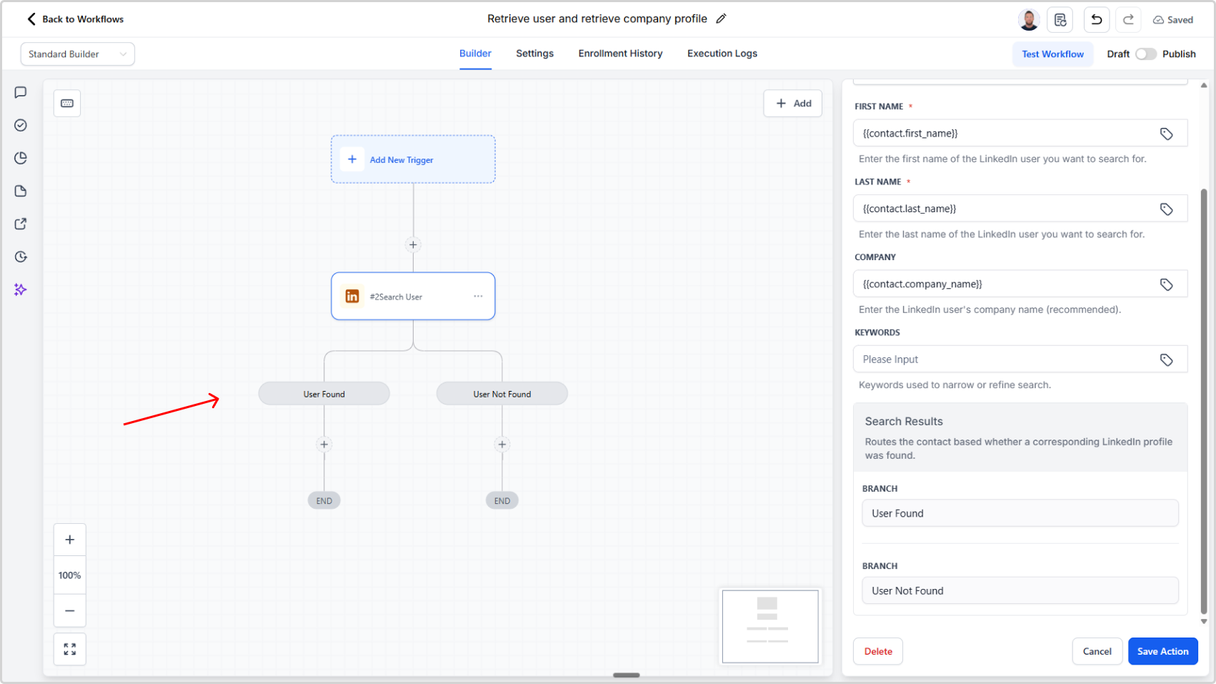 Upgraded Search User and Search Company Actions with Built-In Branching
