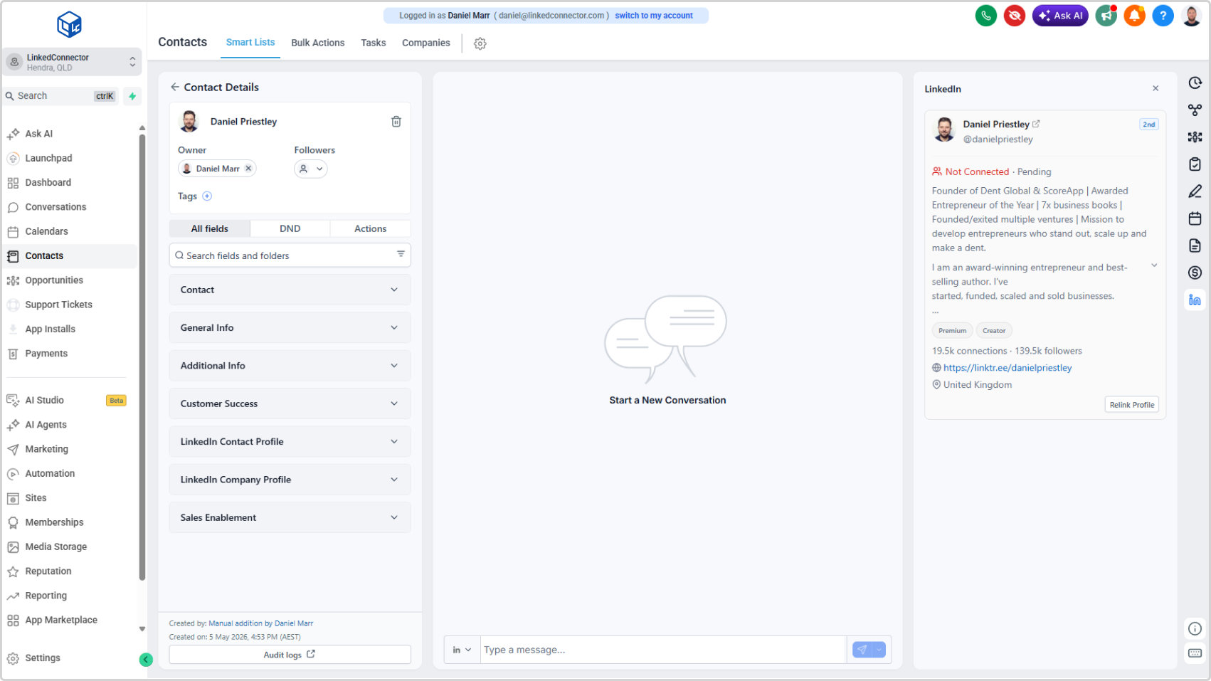 Link and View LinkedIn Profiles Directly on Contact Records