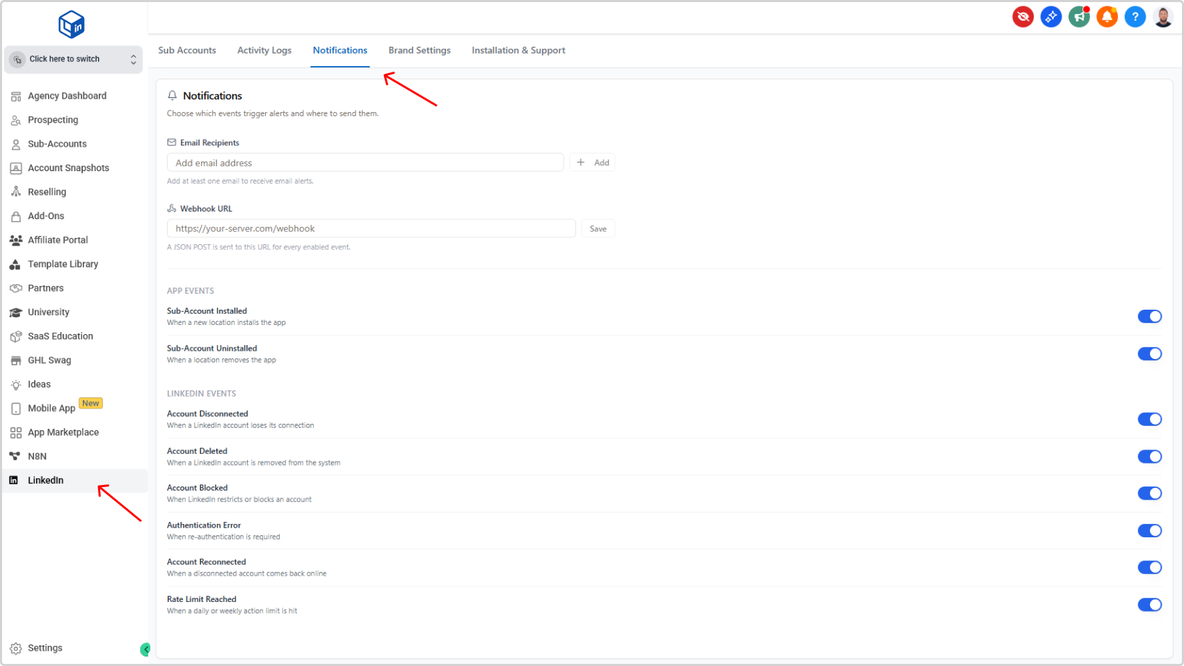 New Notification System for App & LinkedIn Events